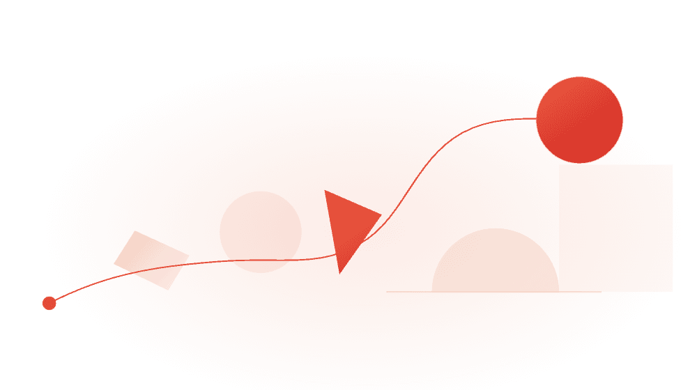 A path from a starting point, through a turn, toward a clear destination